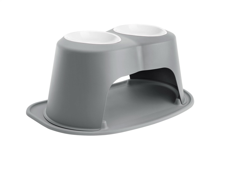 WeatherTech Pet Feeding System Double High 64oz 10in. Poly Bowl - Dark Grey
