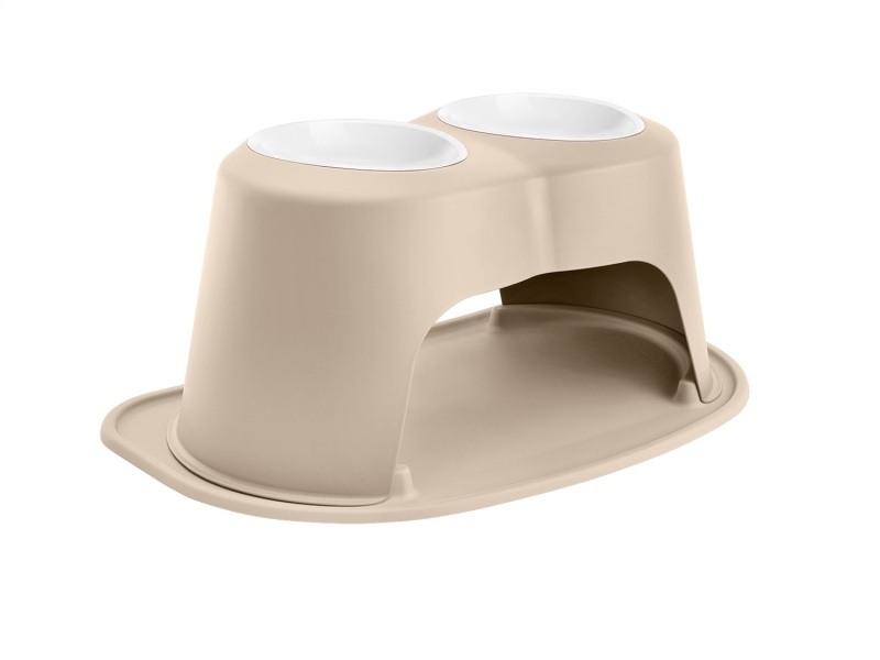 WeatherTech Pet Feeding System Double High 64oz 10in. Poly Bowl - Tan