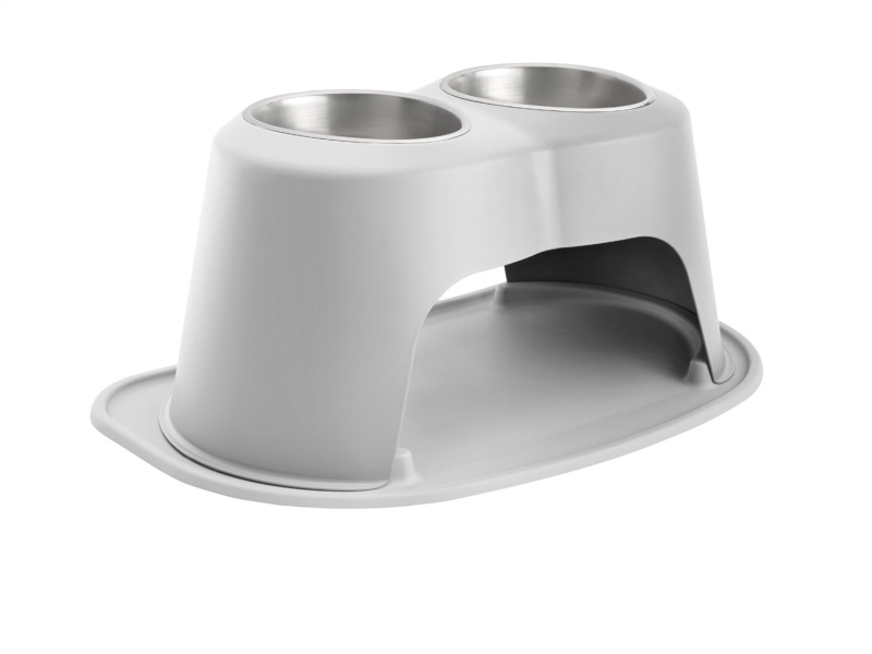 WeatherTech Pet Feeding System Double High 64oz 10in. Stainless Bowl - Light Grey