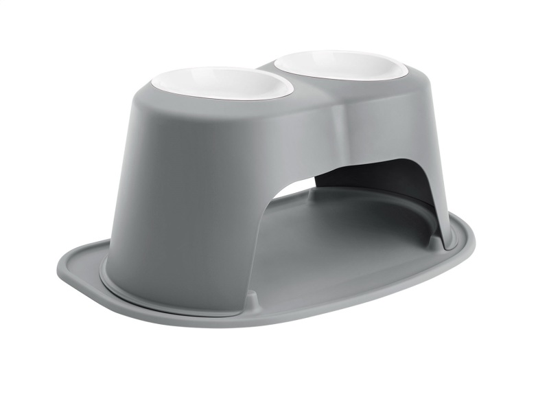 WeatherTech Pet Feeding System Double High 64oz 12in. Poly Bowl - Dark Grey