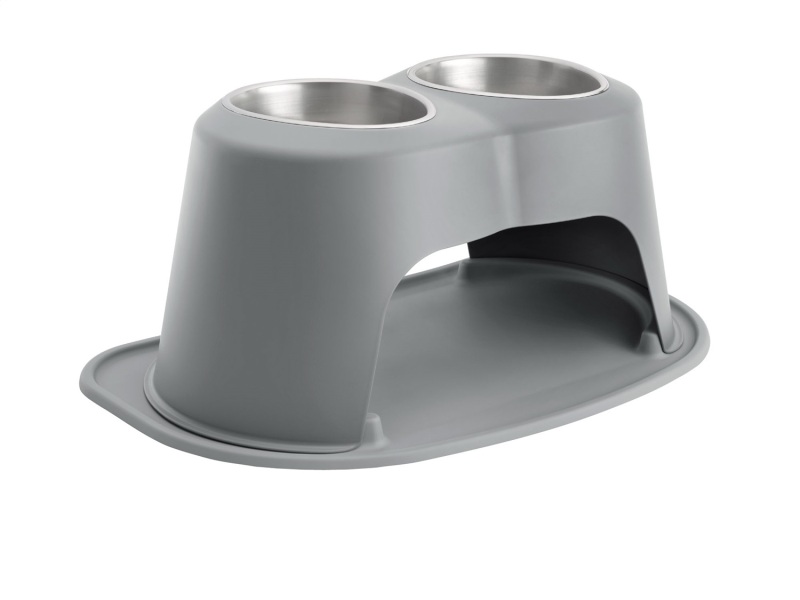 WeatherTech Pet Feeding System Double High 64oz 12in. Stainless Bowl - Dark Grey