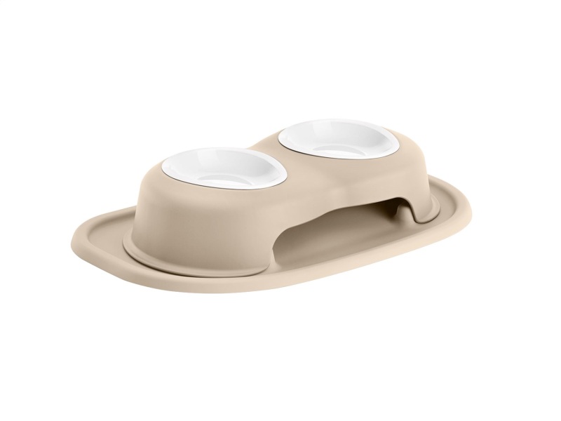 WeatherTech Pet Feeding System Double High 8oz 3in. Poly Bowl - Tan