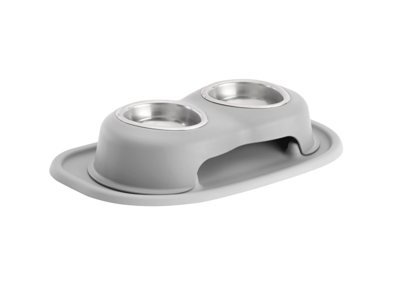 WeatherTech Pet Feeding System Double High 8oz 3in. Stainless Bowl - Light Grey