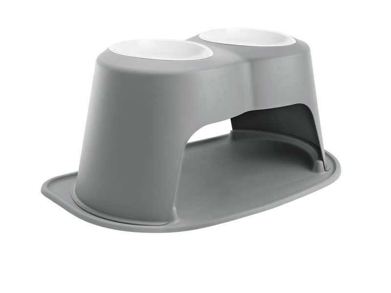 WeatherTech Pet Feeding System Double High 96oz 14in. Poly Bowl - Dark Grey