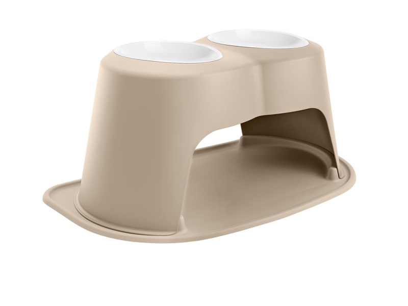 WeatherTech Pet Feeding System Double High 96oz 14in. Poly Bowl - Tan