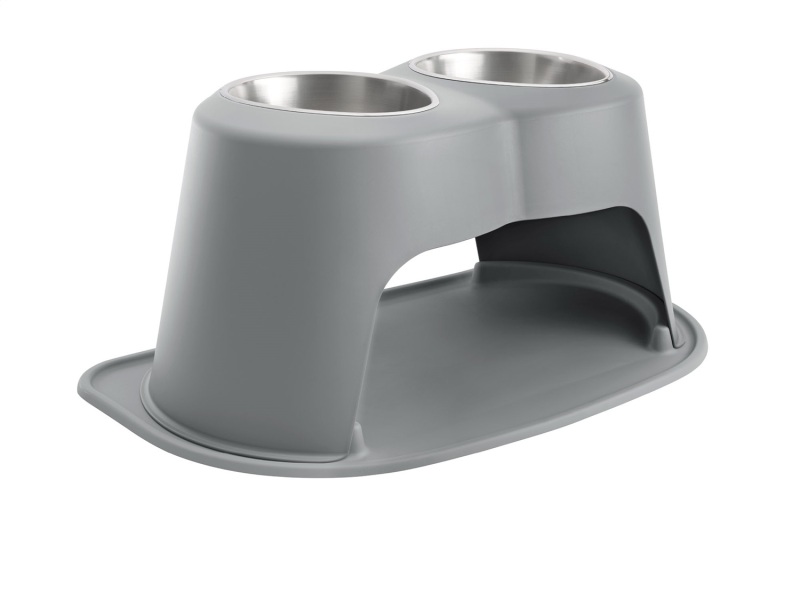 WeatherTech Pet Feeding System Double High 96oz 14in. Stainless Bowl - Dark Grey