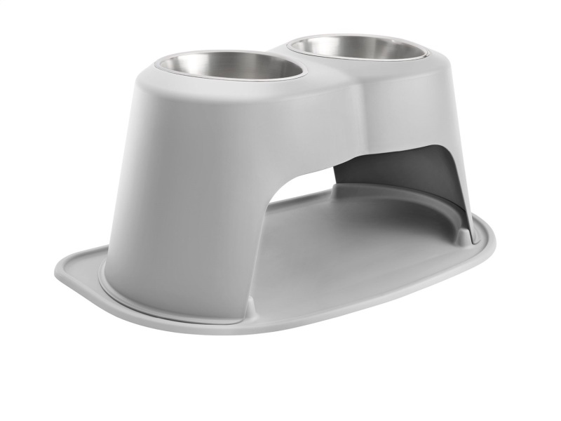 WeatherTech Pet Feeding System Double High 96oz 14in. Stainless Bowl - Light Grey