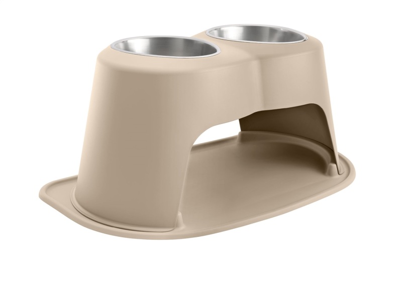 WeatherTech Pet Feeding System Double High 96oz 14in. Stainless Bowl - Tan