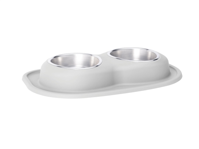 WeatherTech Pet Feeding System Double Low 32oz 3in. Stainless Bowl - Light Grey