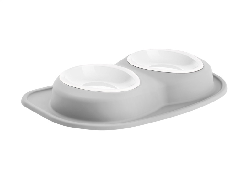 WeatherTech Pet Feeding System Double Low 64oz 3in. Poly Bowl - Light Grey