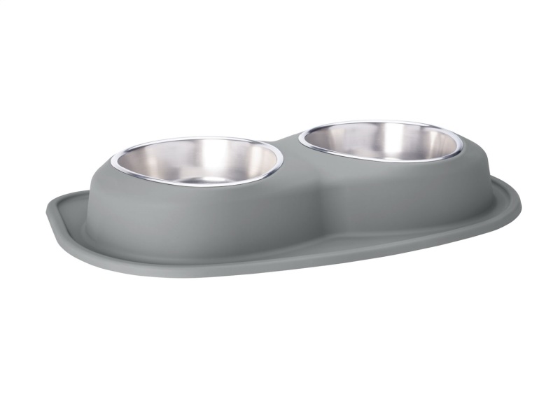 WeatherTech Pet Feeding System Double Low 96oz 3in. Stainless Bowl - Dark Grey