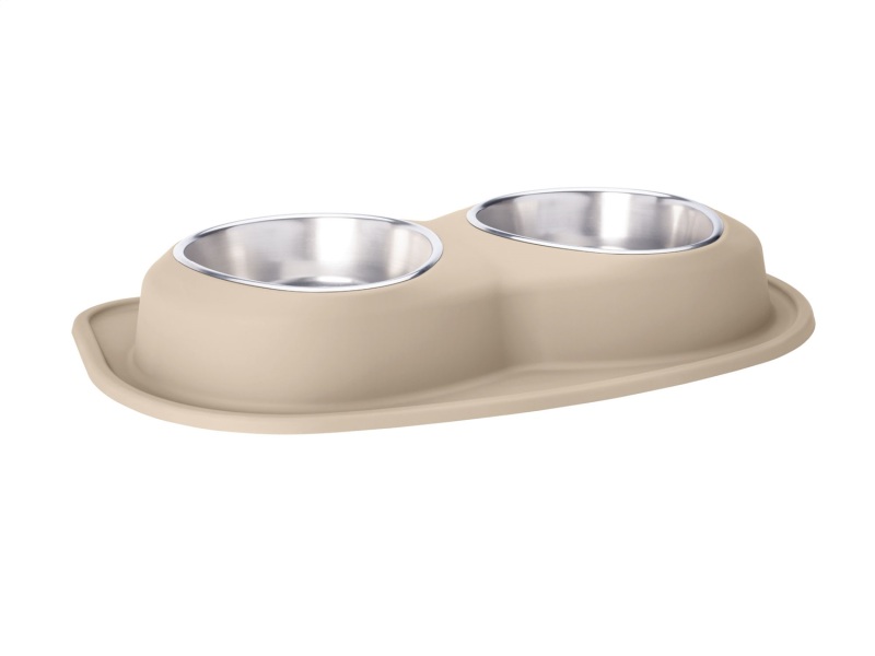 WeatherTech Pet Feeding System Double Low 96oz 3in. Stainless Bowl - Tan