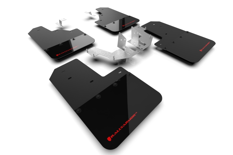 Rally Armor 21-25 Ford Bronco (Plstc Bmpr - NO Rptr/Sprt - NO RR/RB) Blk Mud Flap w/Red Logo