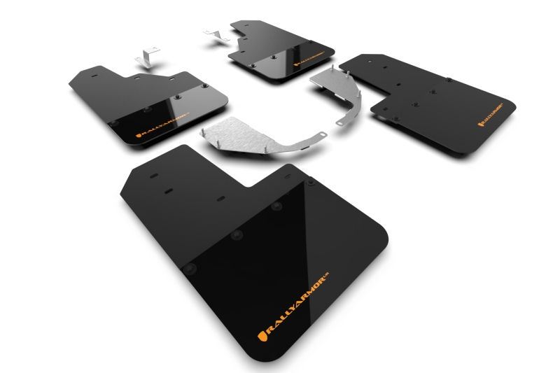 Rally Armor 21-25 Ford Bronco (Steel Bmpr - NO Rptr/Sprt - NO RR/RB) Blk Mud Flap w/Cy Orange Logo