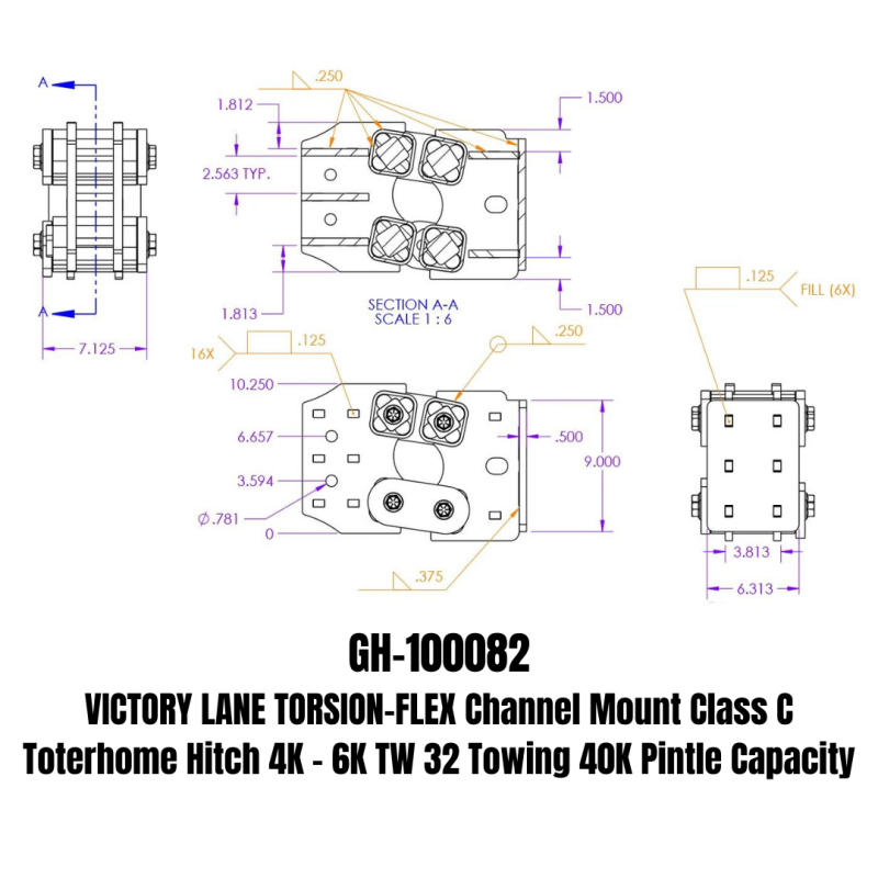 Gen-Y Victory Lane Torsion-Flex Channel Mount Class C Toterhome Hitch (4K-6K TW)
