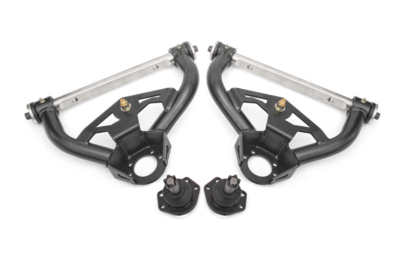 BMR 78-87 GM G-Body Non-Adjustable Upper A-Arms Delrin 0.5in Tall Ball Joint - Black Hammertone