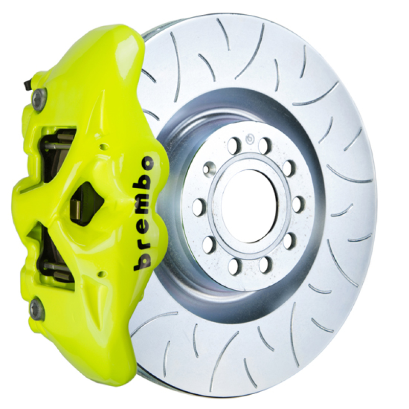 Brembo 05-10 Jetta GLI Fr GT BBK 4Pis Cast 345x30 1pc Rotor Slotted Type3-Fluo. Yellow