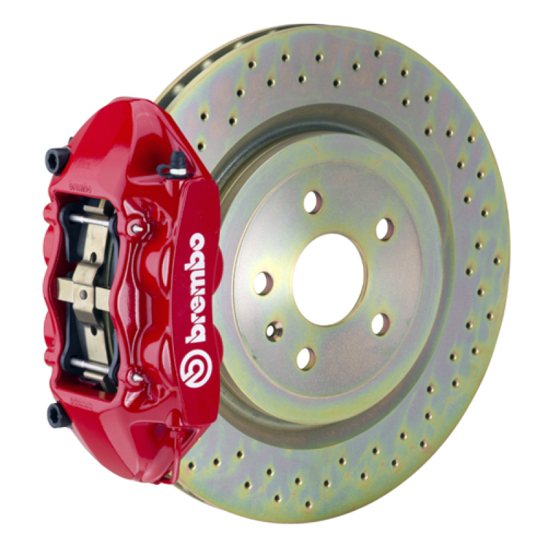 Brembo SS Rear GT BBK 4 Piston Cast 365x28 1pc Rotor Drilled-Red