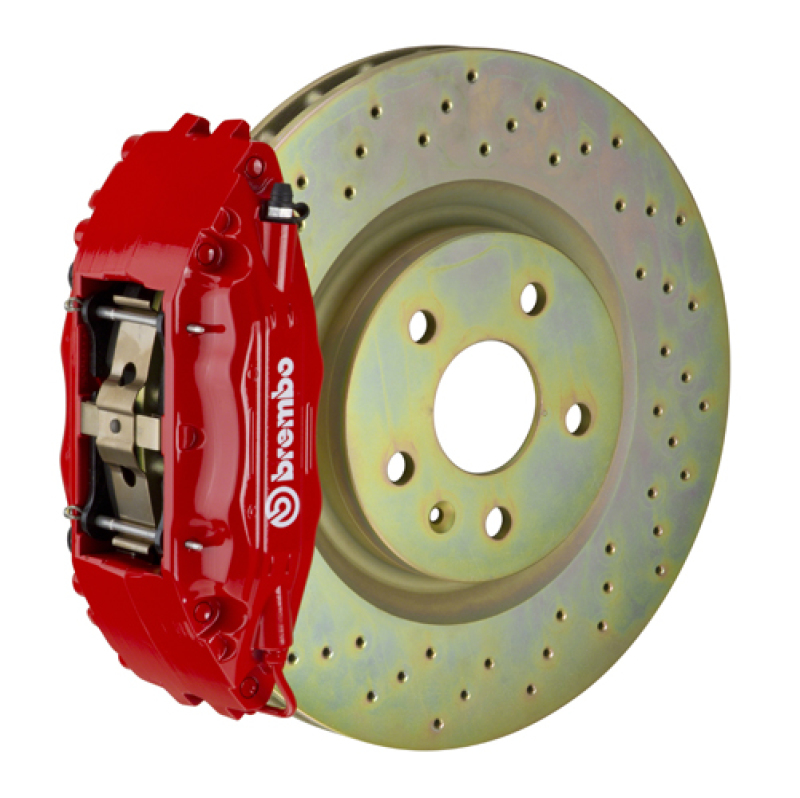 Brembo 05-13 Corvette Front GT BBK 4 Piston Cast 2pc 355x32 1pc Rotor Drilled-Red