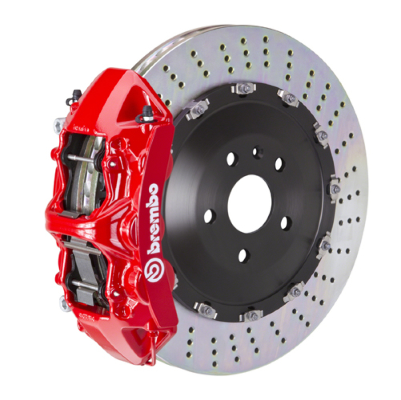 Brembo 03-08 SL55 AMG (Excl Black Series) Fr GT BBK 6Pist Cast 405x34 2pc Rotor Drilled-Red