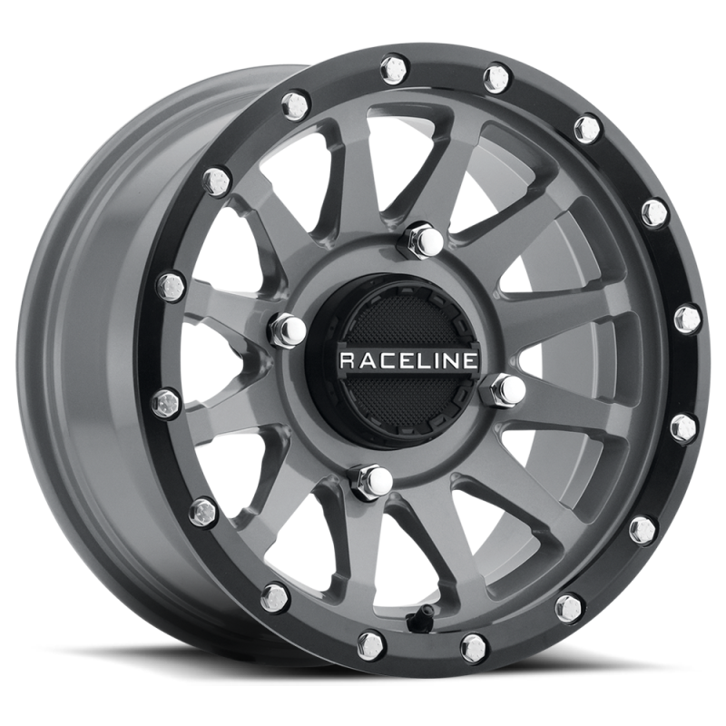 Raceline A95SG Trophy 14x7in / 4x137 BP / 10mm Offset / 110.18mm Bore - Grey & Black Lip Wheel