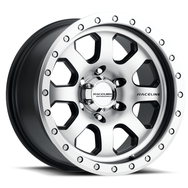 Raceline 929M Avenger 17x9in / 6x139.7 BP / -12mm Offset / 107.95mm Bore - Black & Machined Wheel