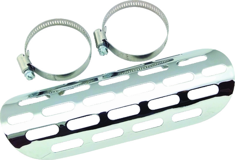 Bikers Choice Chrome Perforated Heat Shield Fits 1-3/4 to 2 Inch Pipe Custom