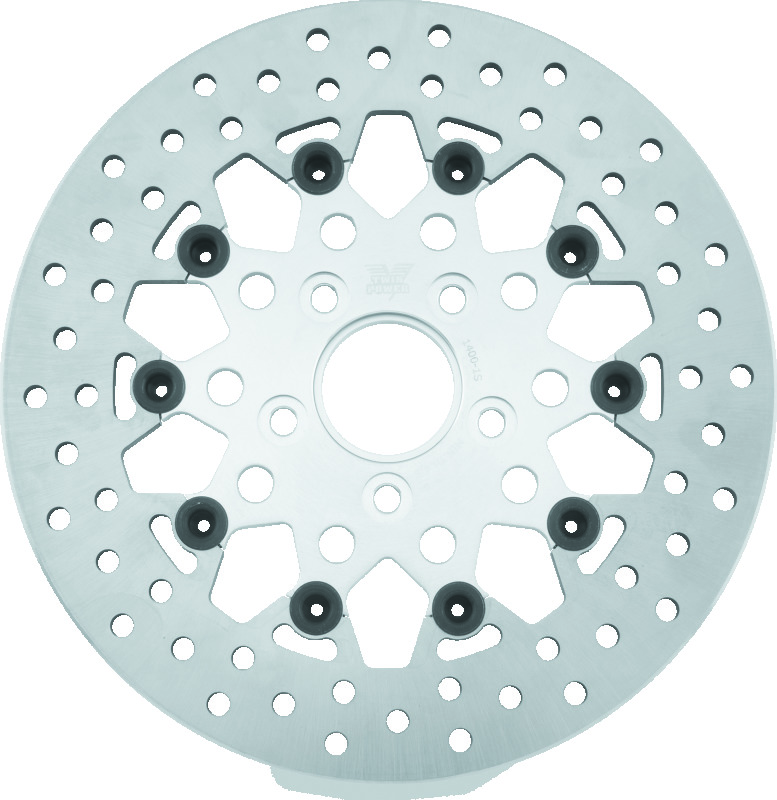 Twin Power 84-17 Big Twin Exc 08-17 FLH FLT Rear 11.5 Floating Rotor Silver Mesh