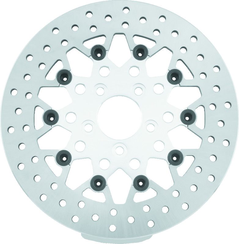 Twin Power 08-Up FLH FLT Rear 11.8in Floating Rotor Mesh Silver