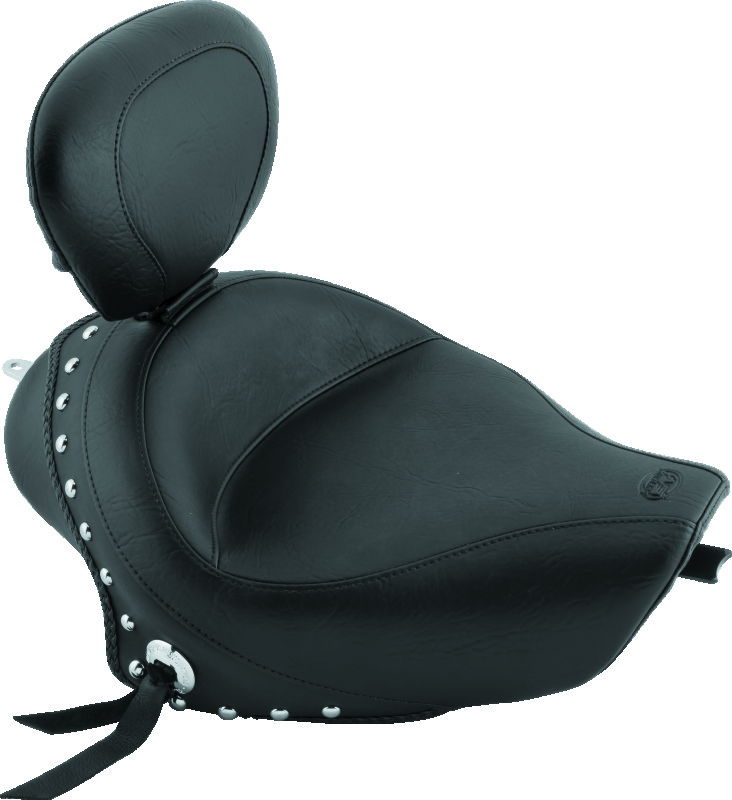 Mustang 04-21 Harley Sportster 3.3 Wide Stud Touring Solo Seat w/Driver Backrest - Black