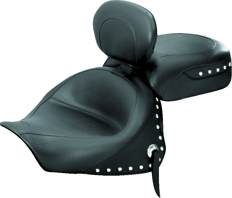 Mustang 03-08 Kawasaki Vulcan 1600 Classic,05-08 Nomad Tour 2PC Seat w/Driver Backrest Studs - Black