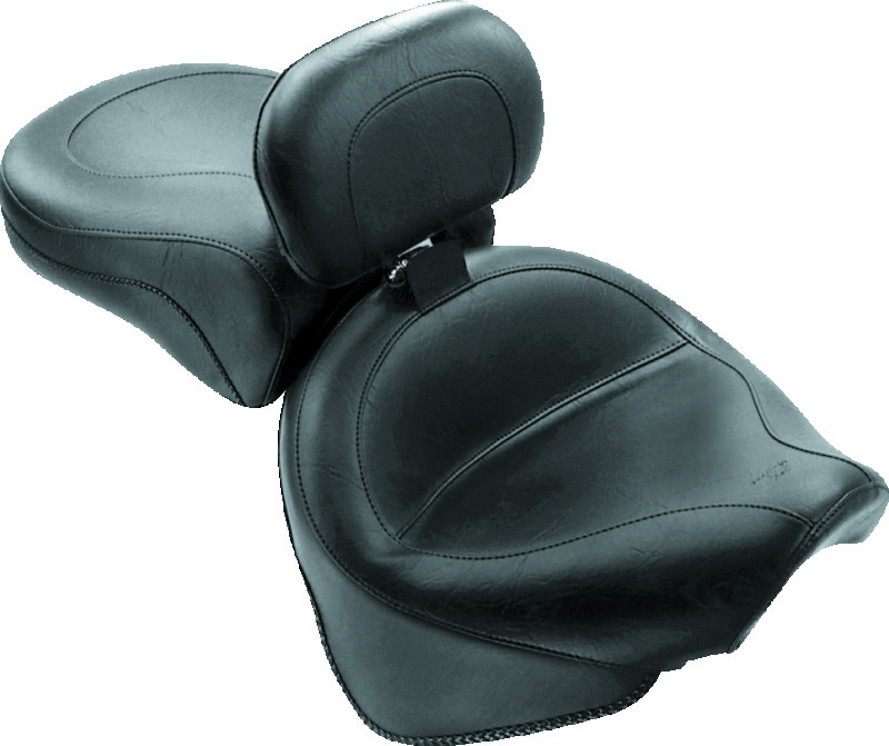 Mustang 99-11 Yamaha V-Star 1100 Custom Wide Touring 2PC Seat w/Driver Backrest - Black