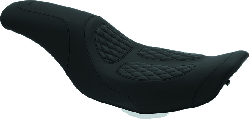 Mustang 97-07 Harley Rd King,06-07 Str Glide,00-01 Screamin Eagle 1PC Seat w/Diamond Stitch - Black