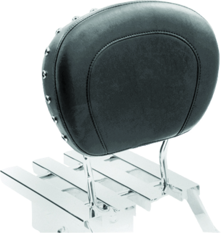 Mustang Harley FL Touring Sissy Bar Pad (12x9) w/Blk Pearl Studs - Black