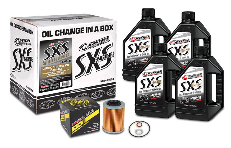 Maxima SXS Can-Am Maverick X3 Oil Change Kit w/Full Synthetic 10W50 Engine Oil/Filter/Hardware