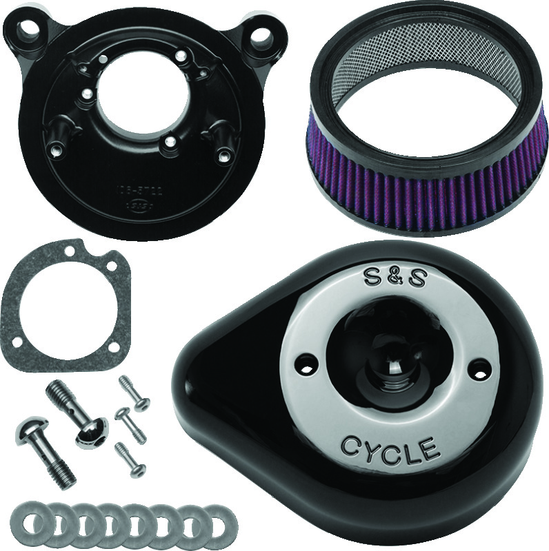 S&S Cycle 08-17 Touring/16-17 Softails Models Stealth Air Cleaner Kit w/ Black Teardrop Cover