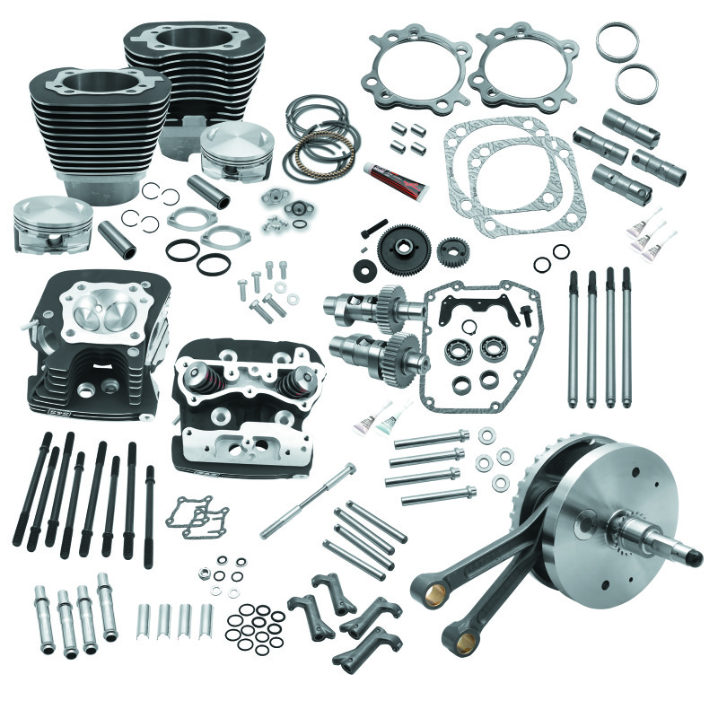 S&S Cycle 00-06 BT 124in Hot Set Up Kit w/ S&S Cylinder Heads - Wrinkle Black