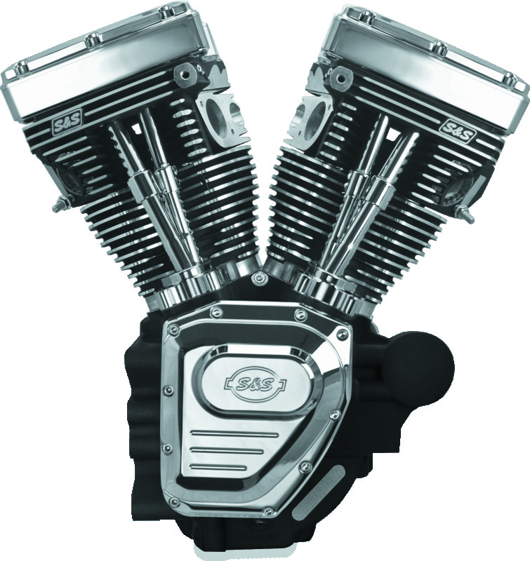 S&S Cycle 07-16 Touring Models T124 T-Series Long Block - Wrinkle Black