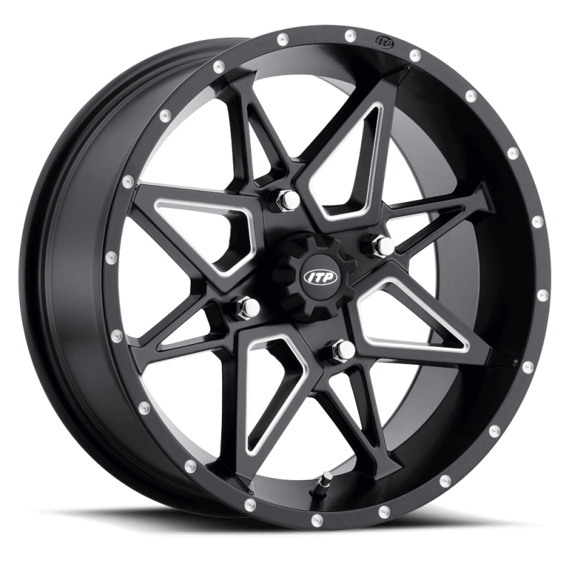 ITP Tornado 15X7 / 4x156 BP / 4+3 Offset Matte Black w/ Milled Accents Wheel