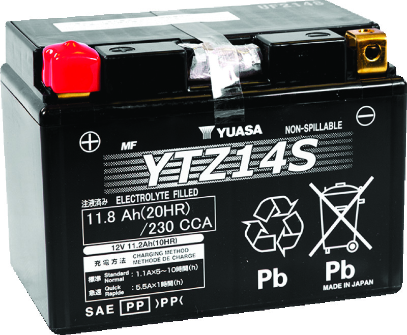 Yuasa YTZ14S Maintenance Free AGM 12-Volt Battery