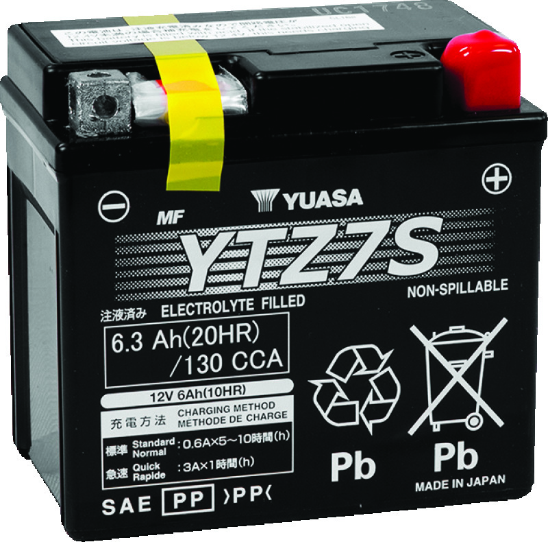Yuasa YTZ7S Maintenance Free AGM 12-Volt Battery