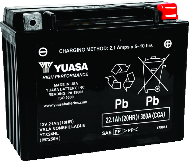 Yuasa YTX24HL Maintenance Free AGM 12-Volt Battery