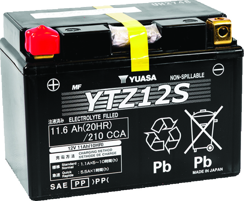 Yuasa YTZ12S Maintenance Free AGM 12-Volt Battery
