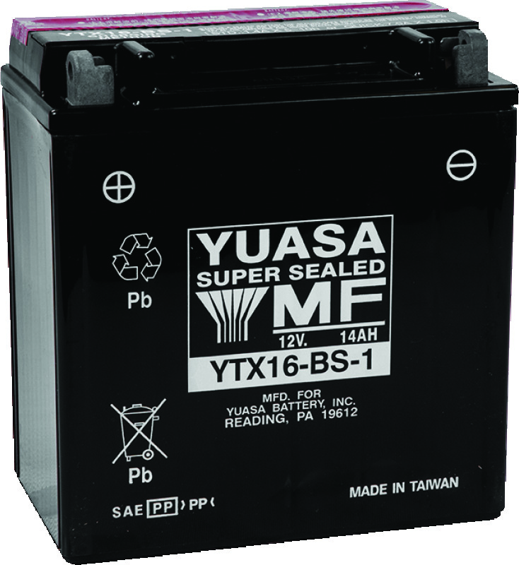 Yuasa YTX16-BS-1 Maintenance Free AGM 12-Volt Battery w/Bottle