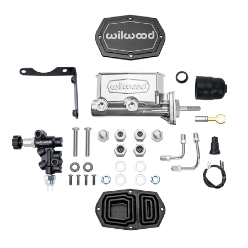 Wilwood Compact Tandem M/C Aluminum 1.00in Bore w/ Bracket/Valve/Push (Mopar) - Chrome P-coat