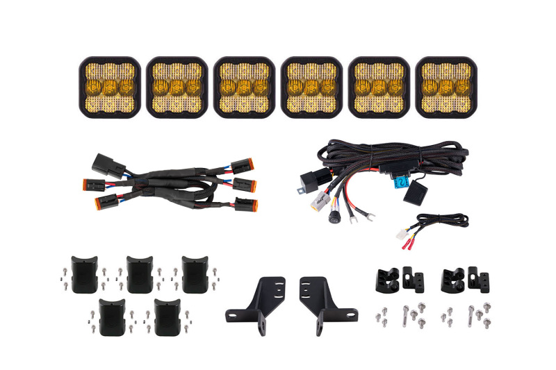 Diode Dynamics Bronco SS5 6-Pod CrossLink Grille Lightbar Kit Pro - Yellow Combo