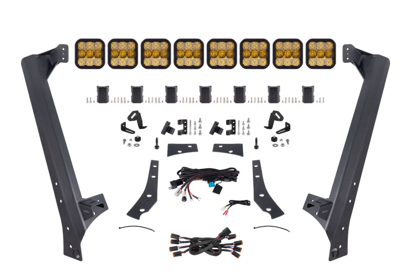Diode Dynamics Jeep JK SS5 Pro CrossLink Windshield - Yellow Combo Lightbar Kit