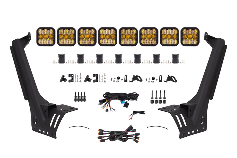 Diode Dynamics Jeep JL SS5 Pro CrossLink Windshield - Yellow Combo Lightbar Kit