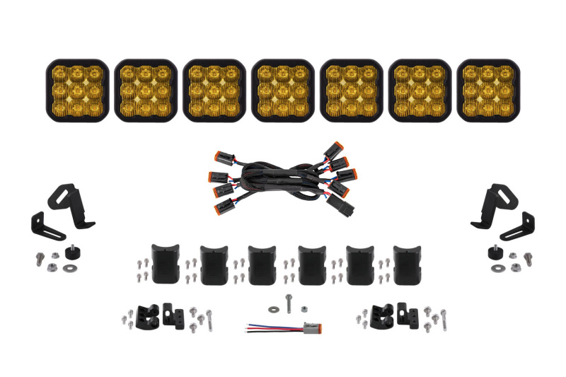 Diode Dynamics SS5 Pro Universal CrossLink 7-Pod Lightbar - Yellow Driving