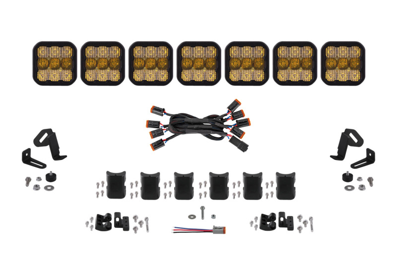 Diode Dynamics SS5 Pro Universal CrossLink 7-Pod Lightbar - Yellow Combo